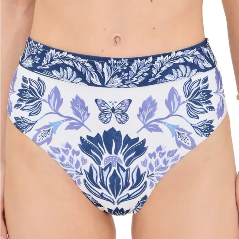 FARM Rio Blue and White Floral Bikini Bottom